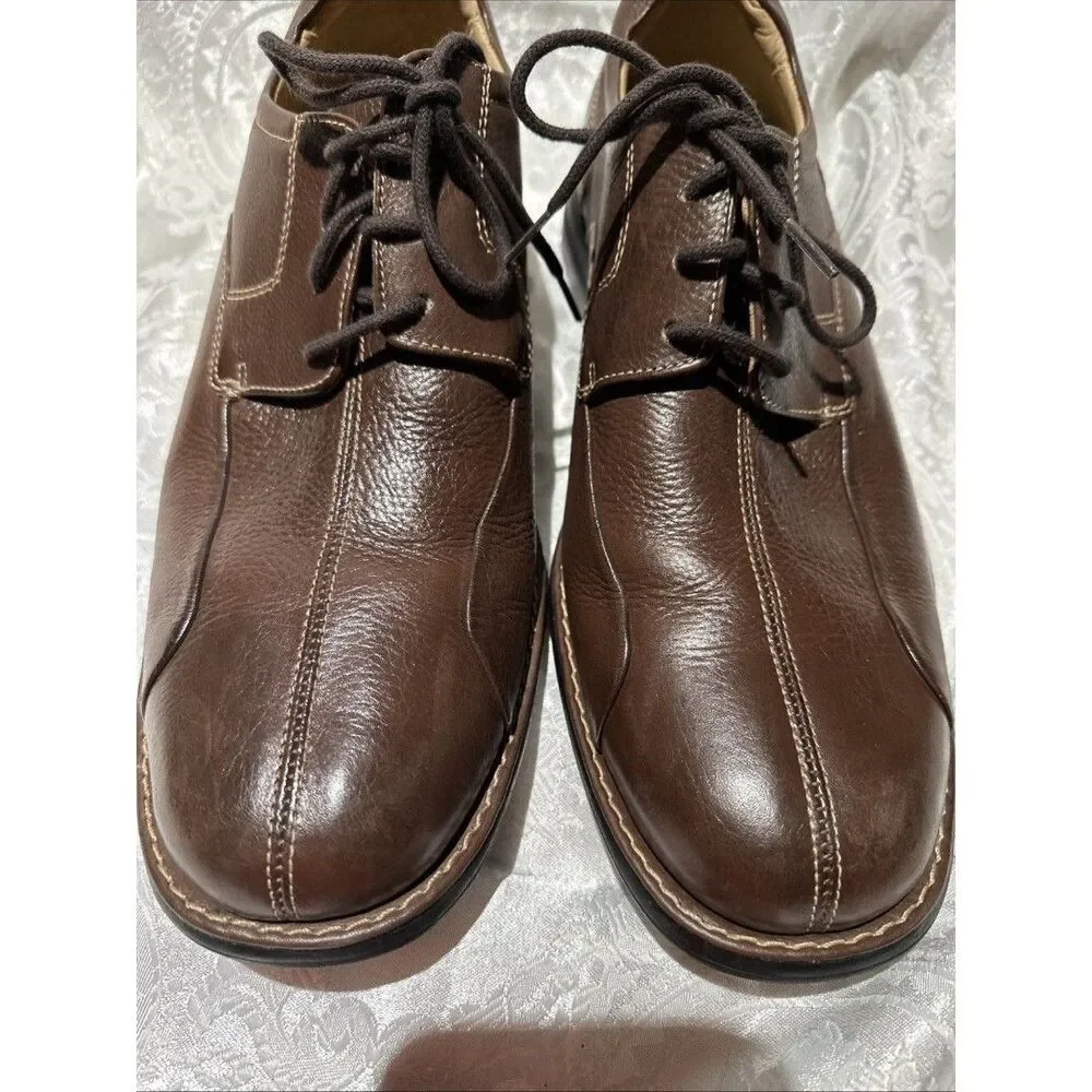 JOHNSTON & MURPHY Sheep Skin Leather Shoes Made In Brazil- Brown- Size 10.5
